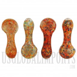 4" Glass Hand Pipe | Fruity Peb Spots | Colors Come Assorted