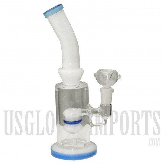 9" Water Pipe + Bent Neck + Dome Perc + Stemless | Colors Come Assorted