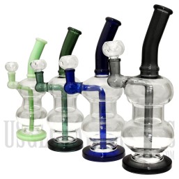 9" Double Bubble design Water Pipe, Transparent throughout and comes with glass bowl. 14mm male bowl