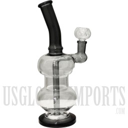 9" Double Bubble design Water Pipe, Transparent throughout and comes with glass bowl. 14mm male bowl