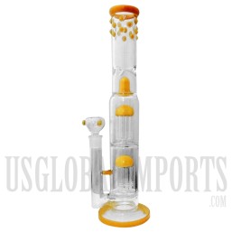 16.5" Double Decker Water Pipe + Ice Catcher + 2 Tree Perc + Showerhead + Stemless | Color Come Assorted