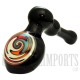 6" Glass Bubbler | Black Swirl Handle