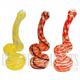 6" Glass Bubbler | Colorful Swirl | Colors Come Assorted