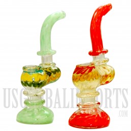 6" Glass Bubbler | Scribbled Design | Colors Come Assorted