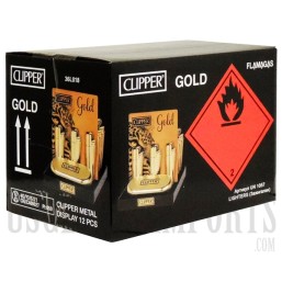 Clipper Lighters Display 12ct | Gold