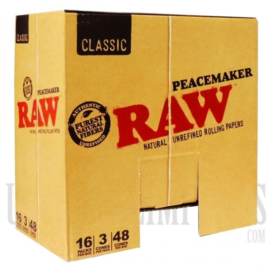 RAW Peacemaker Classic Cones | 16 Packs Per Box | 3 Cones Per Pack | 48 Cones Per Box