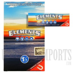 Elements Ultra Thin Rice Papers | 1 1/4 Size | 25 Packs Per Box | 50 Leaves Per Pack