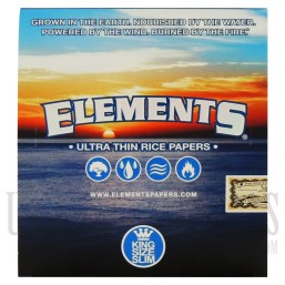 Elements Slim Rice Papers | King Size | 50 Pack Per Box | 33 Leaves Per Pack