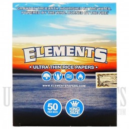CP-05 Elements Ultra Thin Rice Papers | King Size | 50 Packs Per Box | 33 Leaves Per Pack
