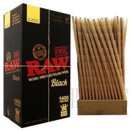 RAW Classic Hemp King Size Black. 1400 Cones