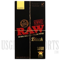 RAW Classic Hemp King Size Black. 1400 Cones