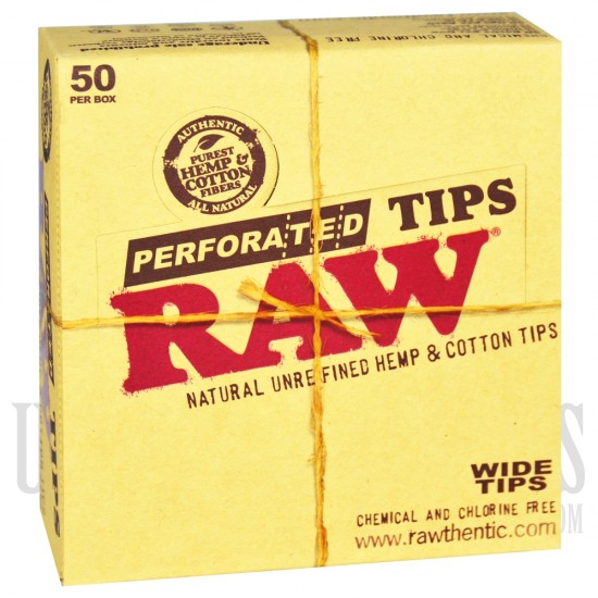 RAW Perforated Wide Tips. 50 Per Box. 50 Tips Each