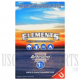 CP-142 Elements Ultra Thin Rice Papers | Artesano 1 1/4 Size | 15 Pacts Per Box | 50 Leaves Per Pack | 50 Tips Per Pack