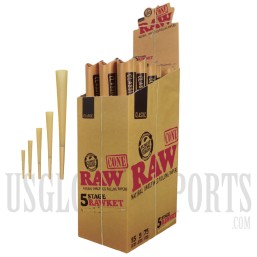 RAW Classic 5 Stage Rawket Cones | 15 Pack Per Box | 5 Cones Per Pack | 75 Cones Per Box