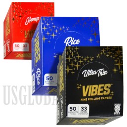 CP-247 Vibes Fine Rolling Papers | King Size | 50 Booklets Per Box | 33 Papers Per Booklet | 3 Paper Options