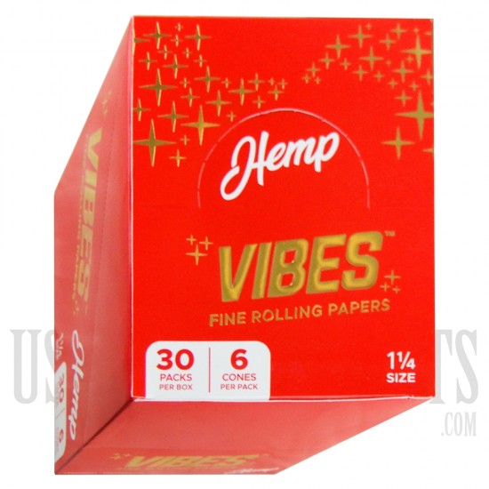 CP-248 Vibes Fine Rolling Papers  | 1 1/4 Size | 30 Packs Per Box | 6 Cones Per Booklet | 2 Paper Options