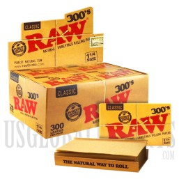 RAW Classic 1 1/4 Size 300's Papers. 40 Per Box. 300 Leaves Each