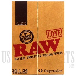 RAW Emperador Classic Cones | 24 Per Box | 1 Cone Per Pack | 24 Cones Per Box