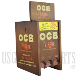 CP-600 OCB Virgin Unbleached Cigarette Papers. 3 Size. 24 pack each size. 50 papers per pack. Display Box