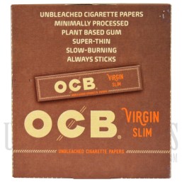 CP-601 OCB Virgin Slim Unbleached Cigarette Papers. 24 Booklets