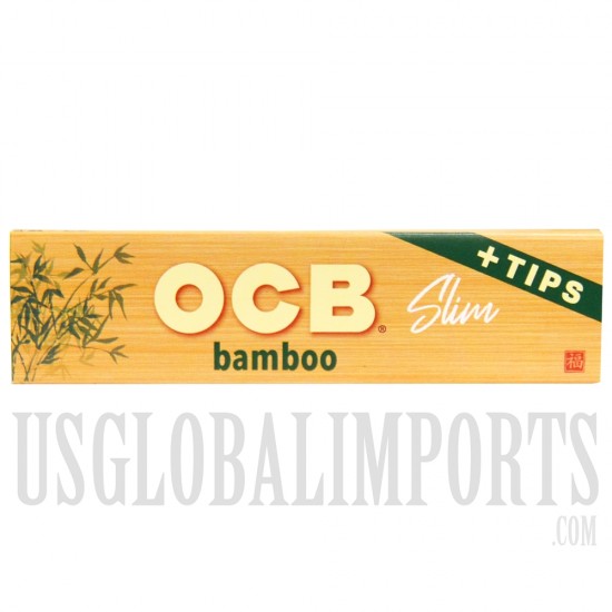 CP-610 OCB Bamboo Slim Rolling Papers + Tips | 24 Packs | 24 Tips