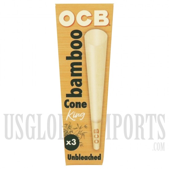 CP-615 OCB Bamboo Unbleached Cone | King Size | 32 Packs X 3 Cones Per Pack