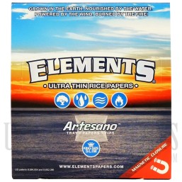 CP-75 Elements Artesano Ultra Thin Rice Papers | King Size Slim | 15 Packs per Box | 33 Leaves per Pack