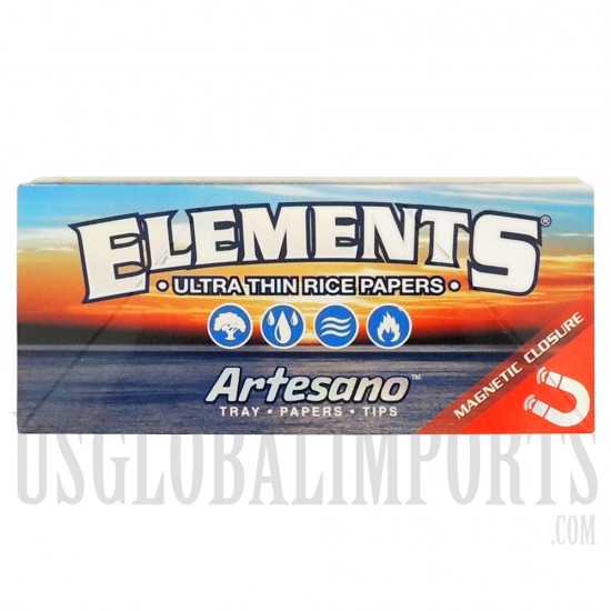 CP-75 Elements Artesano Ultra Thin Rice Papers | King Size Slim | 15 Packs per Box | 33 Leaves per Pack