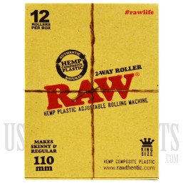 RAW 110mm 2-Way Roller | King Size | Hemp Plastic Adjustable Rolling Machine | 12 Rollers Per Box