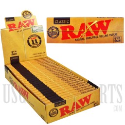 RAW Classic 1 1/4 Size Paper. 24 Per Box. 50 Leaves Each.