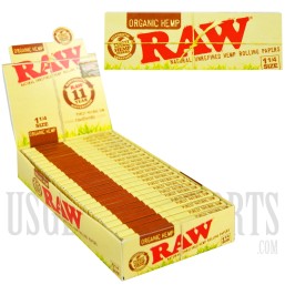 RAW Organic Hemp 1 1/4 Size Paper. 24 Per Box. 50 Leaves Each