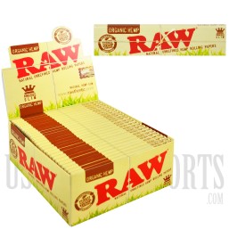 Raw Organic Hemp King Size Slim Papers. 50 Per Box. 32 Leaves Each