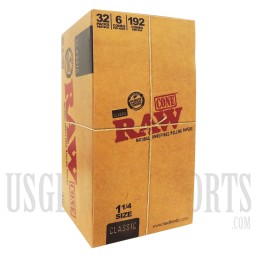 RAW Classic Cone 1 1/4" | 32 Packs Per Box | 6 Cones Per Pack | 192 Cones Per Box