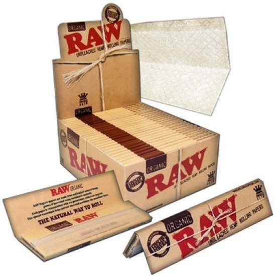 Raw Organic Hemp King Size Slim 50 Per Box | 32 Leaves Per Pack