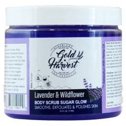 Gold Harvest CBD Body Sugar Scrub Glow | 150MG | 16oz | Lavender & Wildflower