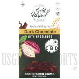 Gold Harvest CBD Handmade & Gourmet Dark Chocolate with Hazelnuts | 200MG | 80G