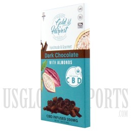 Gold Harvest CBD Handmade & Gourmet Dark Chocolate with Almonds | 200MG | 80G