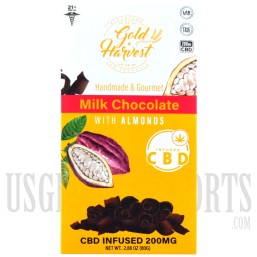 Gold Harvest CBD Handmade & Gourmet Milk Chocolate with Almonds | 200MG | 80G