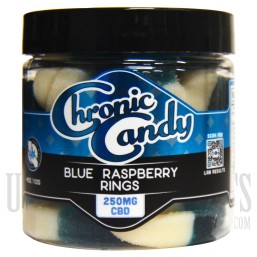Chronic Candy CBD | 250MG CBD | 4oz | Blue Raspberry Ring Gummies