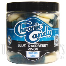 Chronic Candy CBD | 500MG | 8oz | Blue Raspberry Ring Gummies