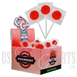 EX-60 Chronic Candy CBD Strawberry Lollipops Display. 60 Lollipops. 10MG Each
