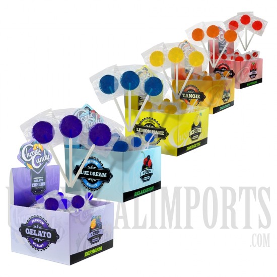 EX-63 Chronic Candy CBD Lemon Haze Lollipops Display. 60 Lollipops. 10MG Each