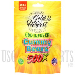 GH-108-2 Gold Harvest CBD Infused Gummy Bears. 20 Count / 500mg total. Sold Individual or Display Box