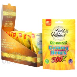 GH-108-2 Gold Harvest CBD Infused Gummy Bears. 20 Count / 500mg total. Sold Individual or Display Box