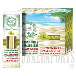 GH-145 Green Harvest Leaf | Flavor Palm Leaf Rolls | 16 Packs Per Box | 2 Filtered Rolls Per Pack | 1 Packing Tool Per Pack | Grape Flavor
