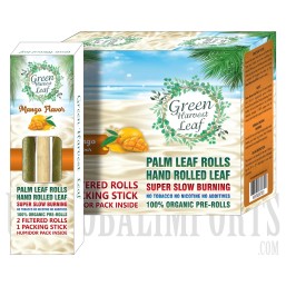 GH-146 Green Harvest Leaf | Flavor Palm Leaf Rolls | 16 Packs Per Box | 2 Filtered Rolls Per Pack | 1 Packing Tool Per Pack | Mango Flavor