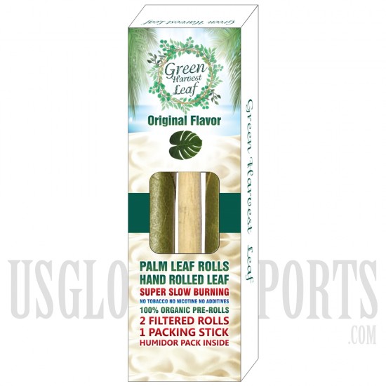 GH-147 Green Harvest Leaf | Flavor Palm Leaf Rolls | 16 Packs Per Box | 2 Filtered Rolls Per Pack | 1 Packing Tool Per Pack | Original Flavor