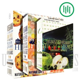 HH-001 High Hemp Organic Natural Wraps. 25 Pouches / 2 Wraps Each. Many Flavor Choices