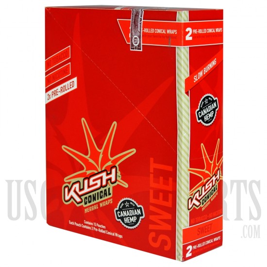 HW-103 Kush Conical Herbal Wraps. 15 Pouches. 2 Pre-Rolled in each