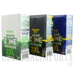 HW-107 Hemp Zone Premium 2XL Wraps. 25 pouch boxes. Different Flavors